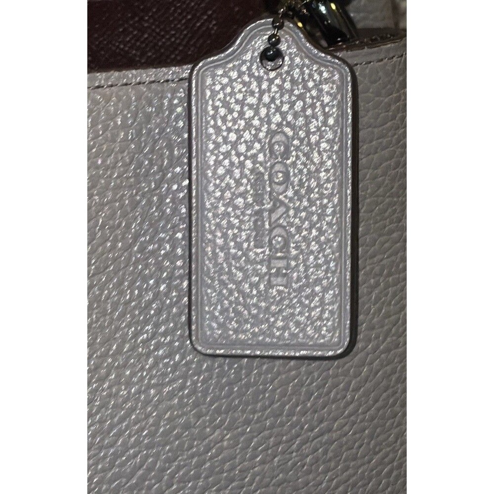 COACH Polished Pebble Leather Charlie Bucket Bag Grey Crossbody Purse Designer - Picture 3 of 13
